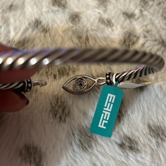 Effy Sterling Silver Sapphire and Diamond Evil Eye Bangle, 0.20 TW - Picture 4 of 4